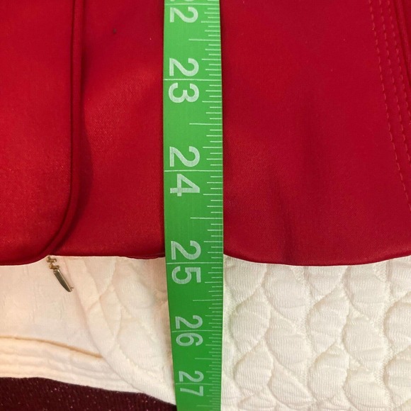 Victor Costa Jacket Blazer Womens Sz M Red Satin Stretch Button Hook Eye - Picture 8 of 9